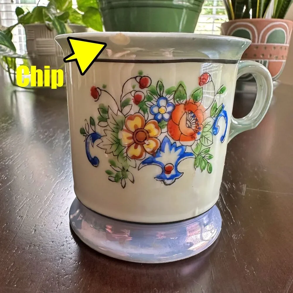 Anitque Shaving Mug Early 1900's Floral Arrangement Design